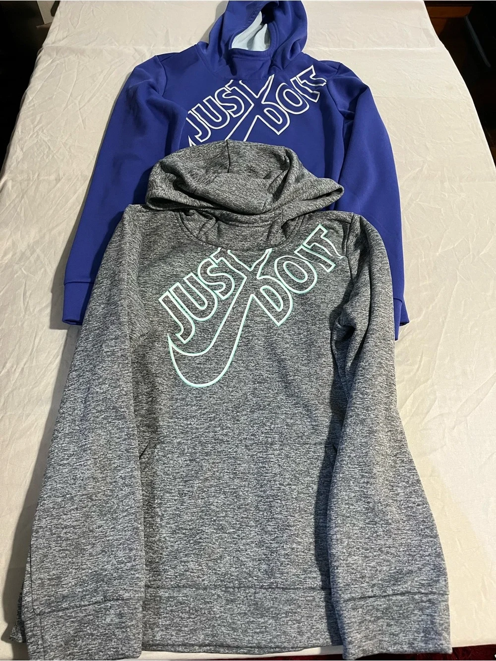 Nike Hoodies in Royal Blue and Heather Gray with Mint Logo Accent Bundle Size XL